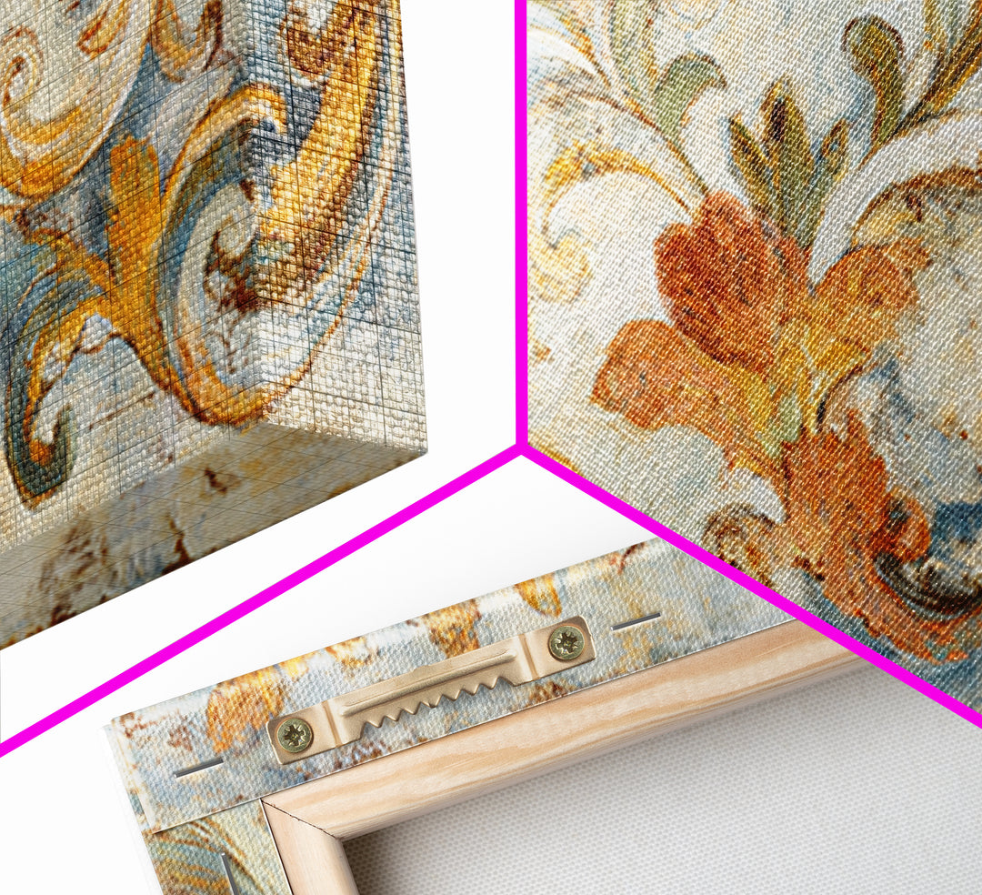 French Script Flourishes Without Readable Text Canvas Print, French Country Art, Gallery Decor, Farmhouse Decor, Oil Painting, FCA-2x1-62