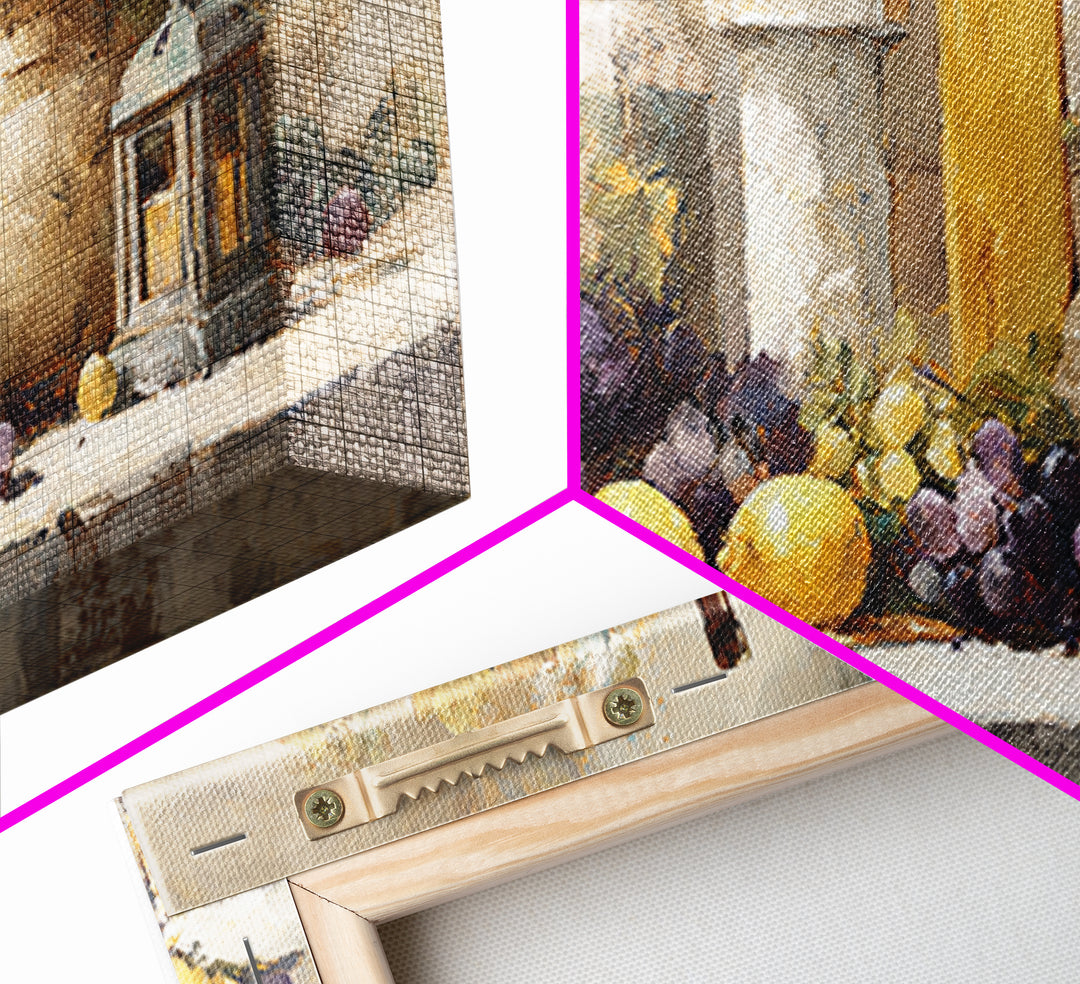 Grapes and Wine Still Life Canvas Print, French Country Art, Farmhouse Decor, Oil Painting, Country, Digital Wall Art, FCA-2x1-77