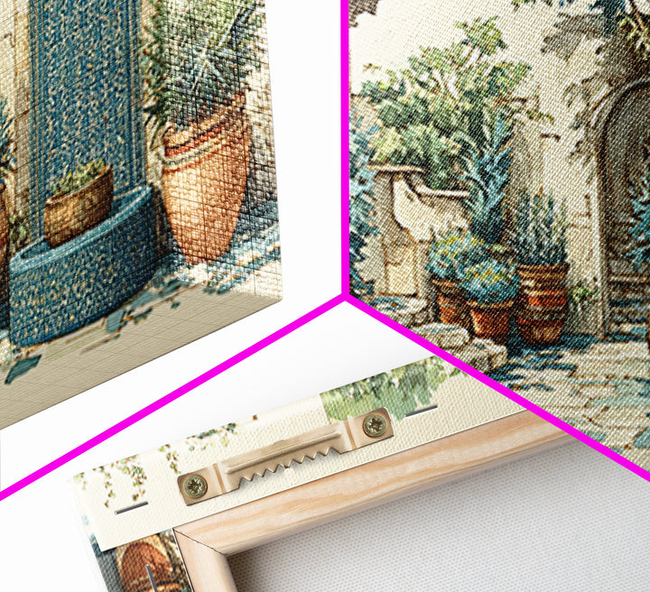 Terra Cotta Pots Framed Canvas Print, French Country Art, Floral Wall Art, Farmhouse Decor, Fine Art, Country, Gallery Decor, FCA-2x1-79