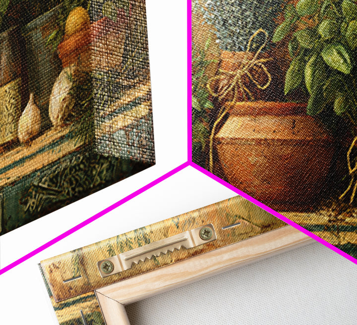 Farmhouse Kitchen Herbs Tied Framed Canvas Print, French Country Art, Above Bed Art, Farmhouse Decor, Fine Art, Country, FCA-2x1-9
