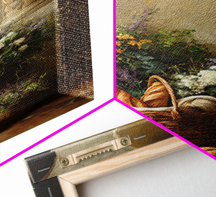 French Market Basket Canvas Print, French Country Art, Printable Art, Farmhouse Decor, Oil Painting, Country, Eclectic Wall Art, FCA-2x3-15