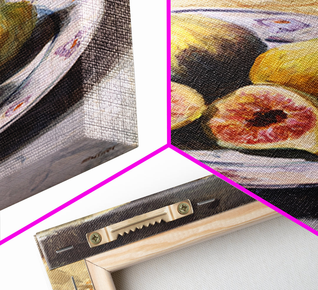 Figs on Ceramic Plate Framed Canvas Print, French Country Art, Digital Wall Art, Farmhouse Decor, Abstract Art, Country, FCA-2x3-24