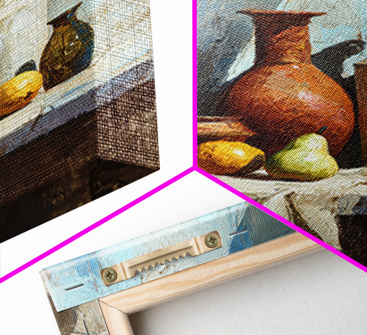 Pear Still Life on Linen Tablecloth Framed Canvas Print, French Country Art, Downloadable Art, Farmhouse Decor, Abstract Art, FCA-2x3-60
