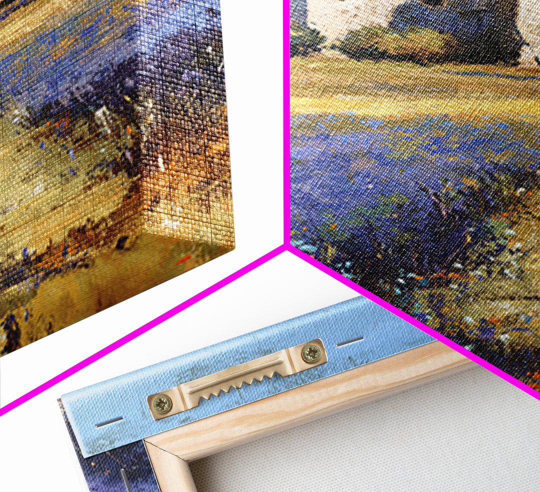Lavender Field with Distant Stone Farmhouse Canvas Print, French Country Art, Wall Decor, Farmhouse Decor, Fine Art, Country, FCA-2x3-9