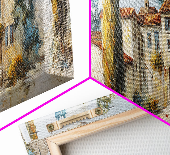 Country Lane Lined Framed Canvas Print, French Country Art, Eclectic Wall Art, Farmhouse Decor, Fine Art, Country, Modern Decor, FCA-3x1-15