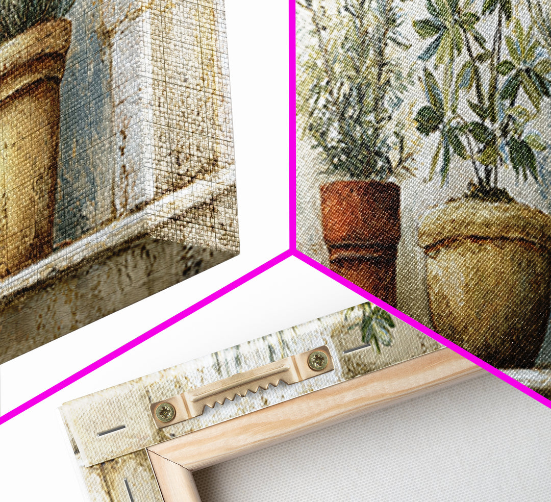Terra Cotta Pots Canvas Print, French Country Art, Farmhouse Wall Art, Farmhouse Decor, Fine Art, Country, Boho Decor, FCA-3x1-3