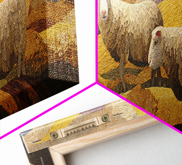 Pastoral Sheep in Rolling Countryside Canvas Print, French Country Art, Statement Artwork, Farmhouse Decor, Fine Art, Country, FCA-3x1-30