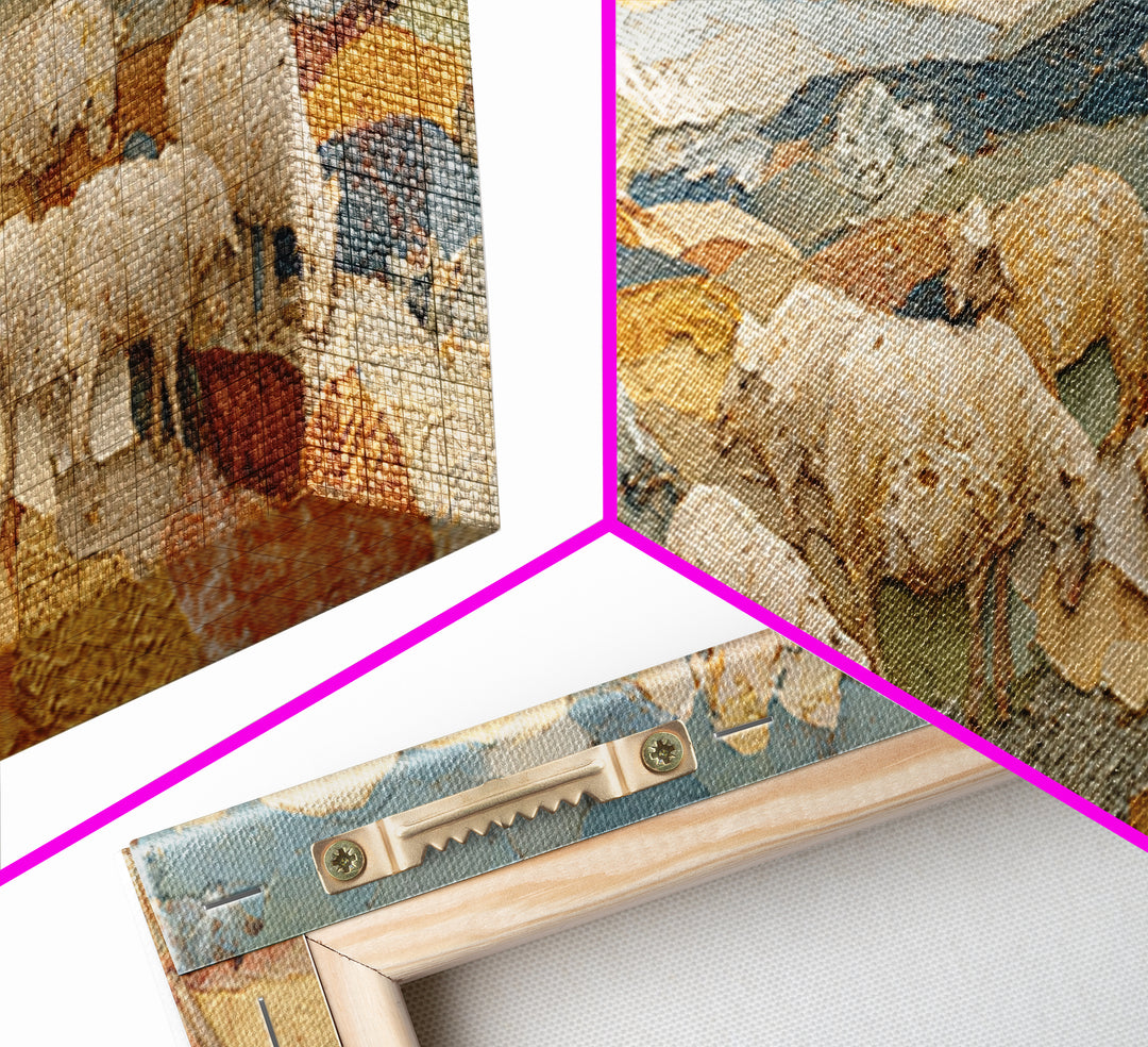 Pastoral Sheep in Rolling Countryside Canvas Print, French Country Art, Statement Artwork, Farmhouse Decor, Fine Art, Country, FCA-3x1-78