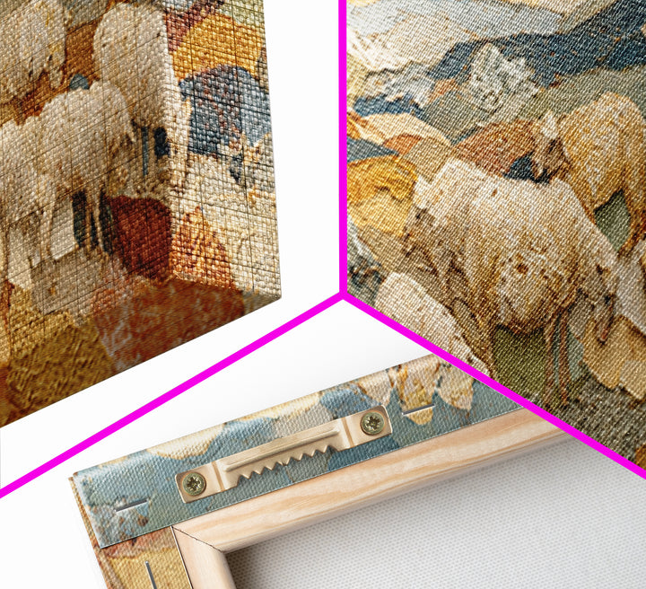 Pastoral Sheep in Rolling Countryside Canvas Print, French Country Art, Statement Artwork, Farmhouse Decor, Fine Art, Country, FCA-3x1-78