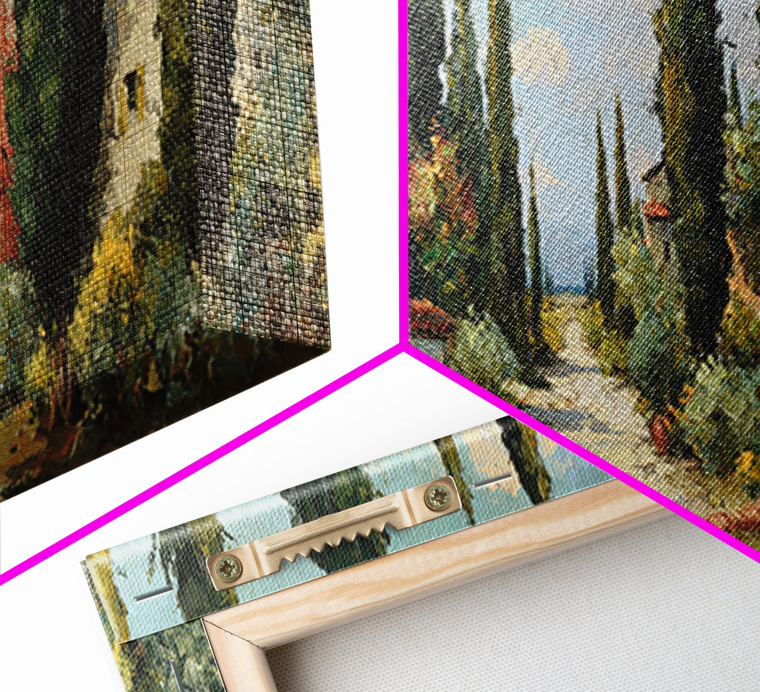 Country Lane Lined Framed Canvas Print, French Country Art, Contemporary Art, Farmhouse Decor, Abstract Art, Country, FCA-3x1-87