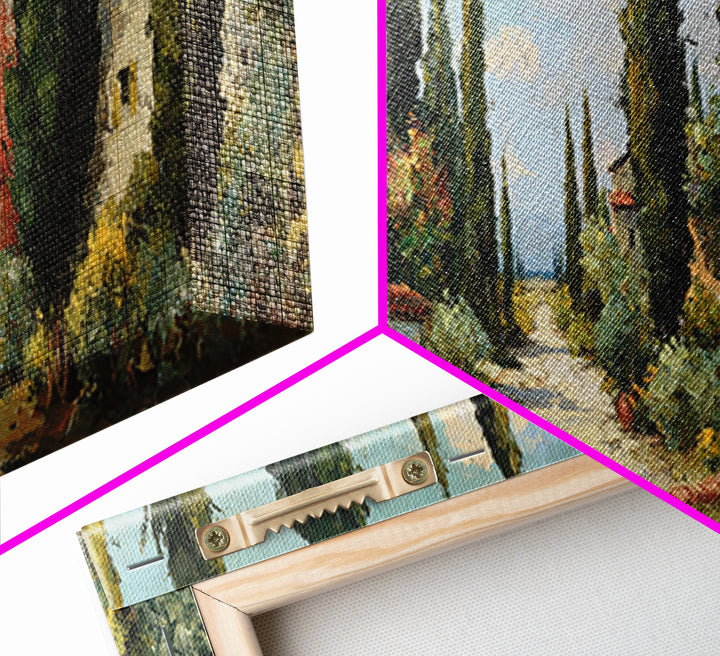 Country Lane Lined Framed Canvas Print, French Country Art, Contemporary Art, Farmhouse Decor, Abstract Art, Country, FCA-3x1-87