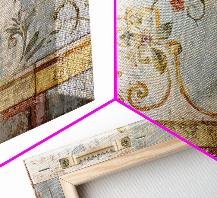 French Script Flourishes Without Readable Text Framed Canvas Print, French Country Art, Digital Art, Farmhouse Decor, Country, FCA-3x2-46