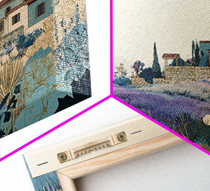 Lavender Field with Distant Stone Farmhouse Canvas Print, French Country Art, Printable Wall Art, Farmhouse Decor, Country, FCA-3x2-5