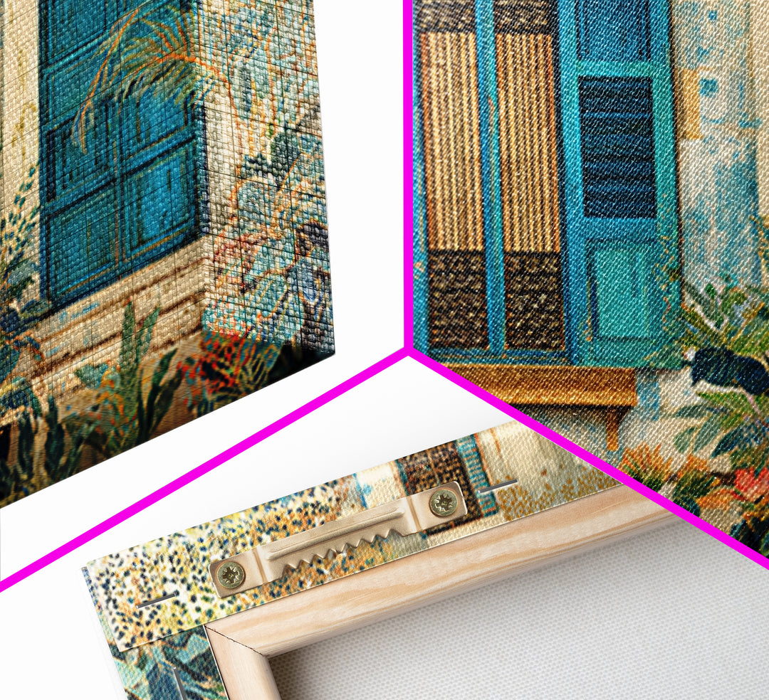 Weathered Window with Blue Shutters Canvas Print, French Country Art, Home Decor Gift, Farmhouse Decor, Fine Art, Country, FCA-3x2-73