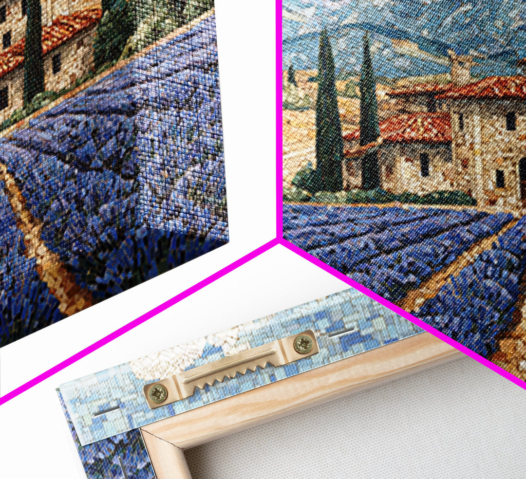 Lavender Field with Distant Stone Farmhouse Canvas Print, French Country Art, Farmhouse Wall Decor, Farmhouse Decor, Country, FCA-3x2-77