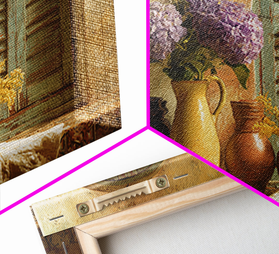 Soft Hydrangeas Beside Antique Shutters Canvas Print, French Country Art, Botanical Prints, Farmhouse Decor, Fine Art, Country, FCA-3x2-84