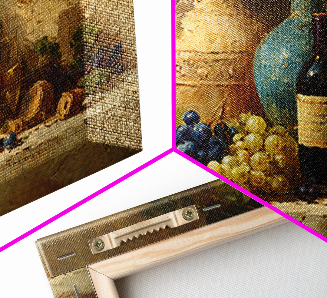 Grapes and Wine Still Life Framed Canvas Print, French Country Art, Farmhouse Decor, Fine Art, Country, Farmhouse Wall Art, FCA-3x2-85