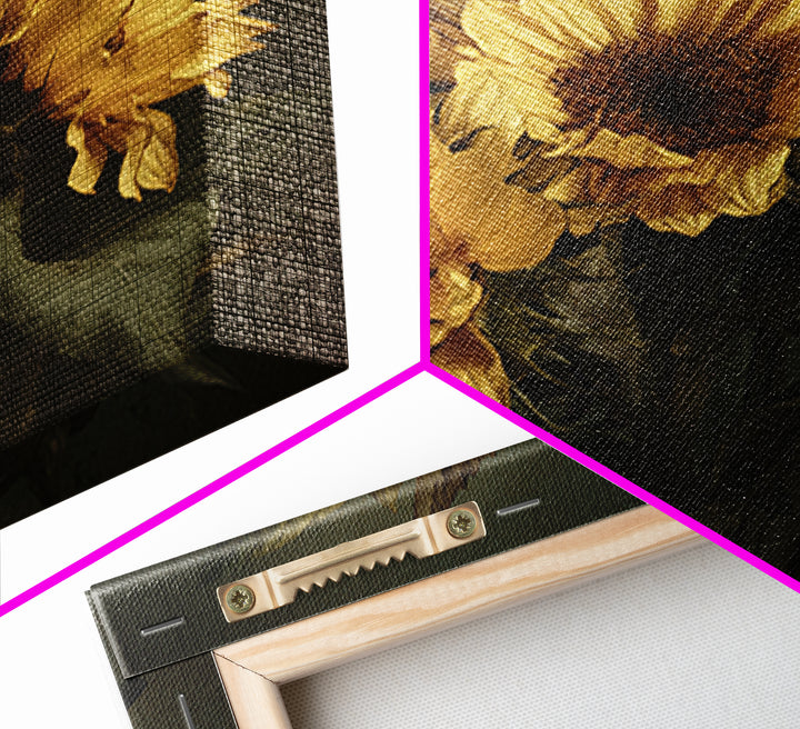 Sunflower Bouquet in Bold Golden Tones Framed Canvas Print, Floral Art, Textured Painting, Living Room Decor, Fine Art, Bloom, FLO-1x1-29