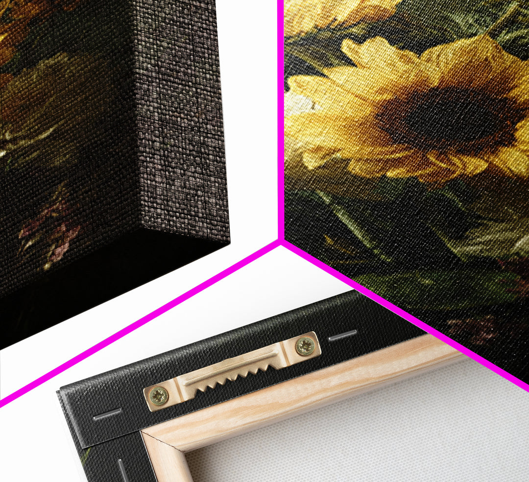 Sunflower Bouquet in Bold Golden Tones Canvas Print, Floral Art, Art Nouveau Decor, Living Room Decor, Fine Art, Bloom, FLO-2x3-61