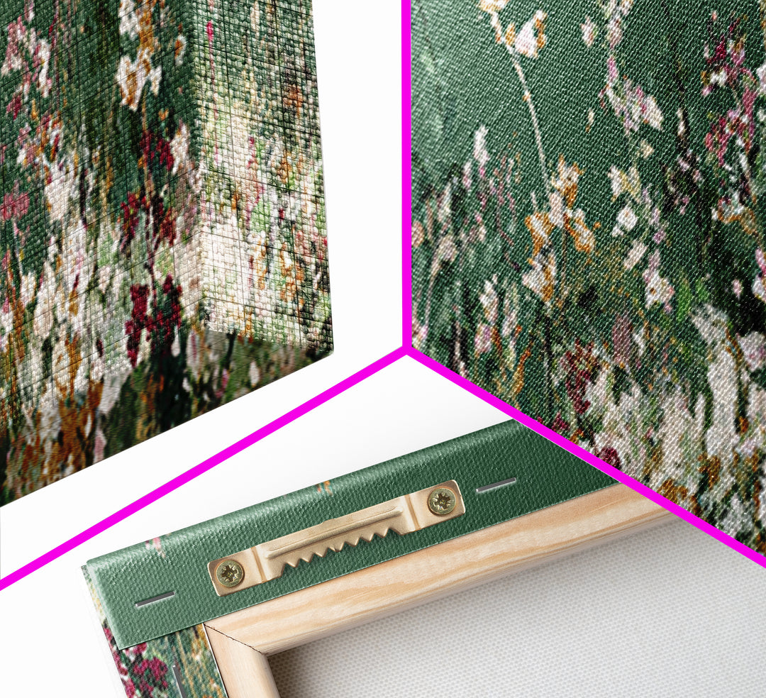 Wildflower Meadow in Loose Impressionist Paint Framed Canvas Print, Floral Art, Midcentury Modern, Living Room Decor, Bloom, FLO-3x1-67
