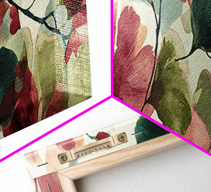 Abstract Flower Forms Framed Canvas Print, Floral Art, Peel Stick Wallpaper, Living Room Decor, Oil Painting, Bloom, FLO-3x1-82