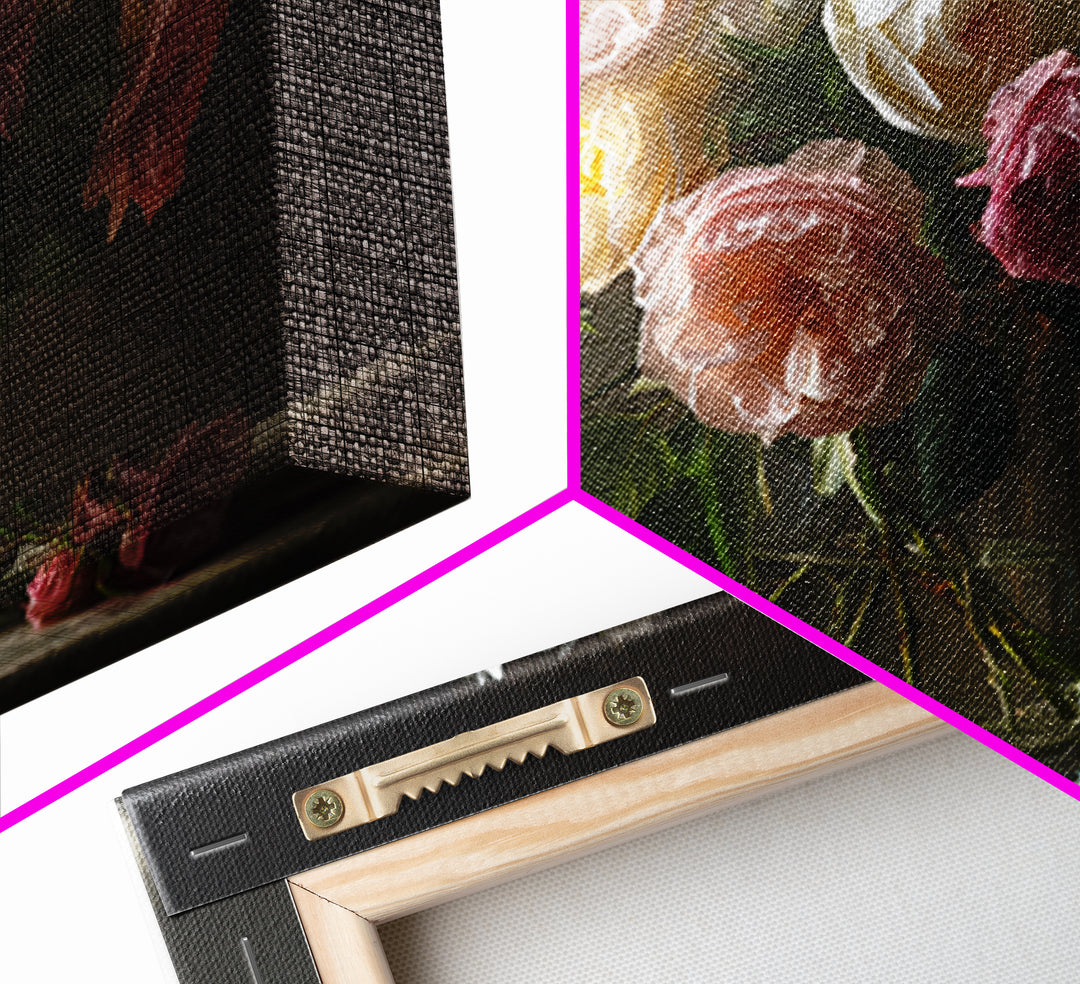 Dark Moody Roses Canvas Print, Floral Art, Floral Art Prints, Living Room Decor, Oil Painting, Bloom, Statement Artwork, FLO-3x2-54