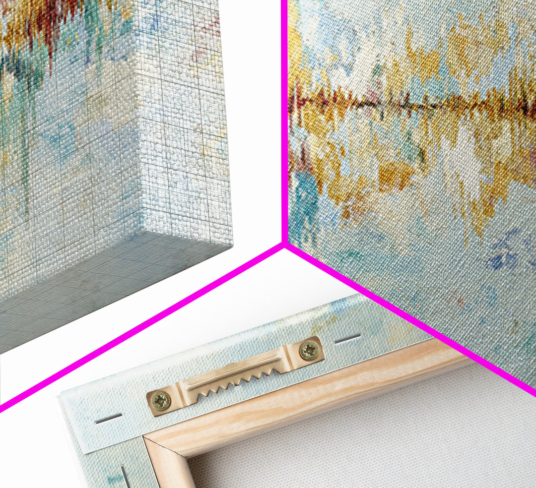 Abstract Heartbeat Line Through Color Fields Framed Canvas Print, Fitness Studio Art, Textured Painting, Gym Decor, Motion, FSA-3x1-9