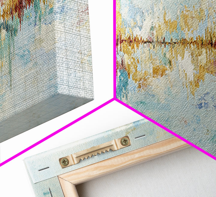 Abstract Heartbeat Line Through Color Fields Framed Canvas Print, Fitness Studio Art, Textured Painting, Gym Decor, Motion, FSA-3x1-9