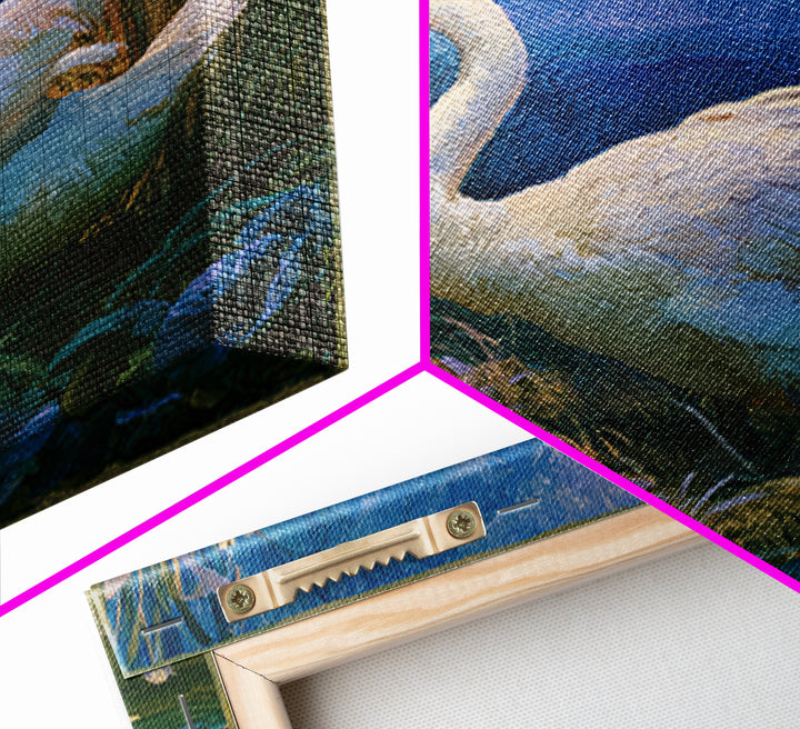 White Swan Transformation Scene Canvas Print, Fairy Tale Art, Boho Wall Art, Living Room Decor, Oil Painting, Storybook, FTA-1x1-15