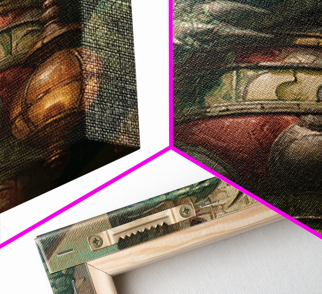 Dragon Curled Around a Jeweled Tower Framed Canvas Print, Fairy Tale Art, Textured Painting, Living Room Decor, Storybook, FTA-1x1-29