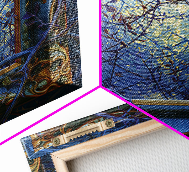 Magic Mirror Framed by Vines and Thorns Framed Canvas Print, Fairy Tale Art, Boho Decor, Living Room Decor, Oil Painting, FTA-1x1-37