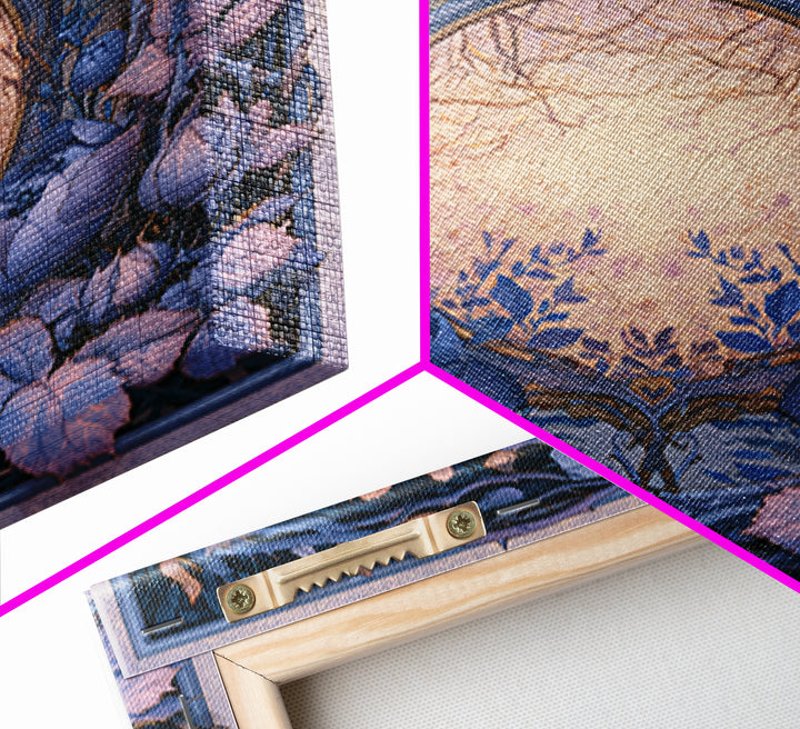 Magic Mirror Framed by Vines and Thorns Framed Canvas Print, Fairy Tale Art, Boho Decor, Living Room Decor, Oil Painting, FTA-1x1-61