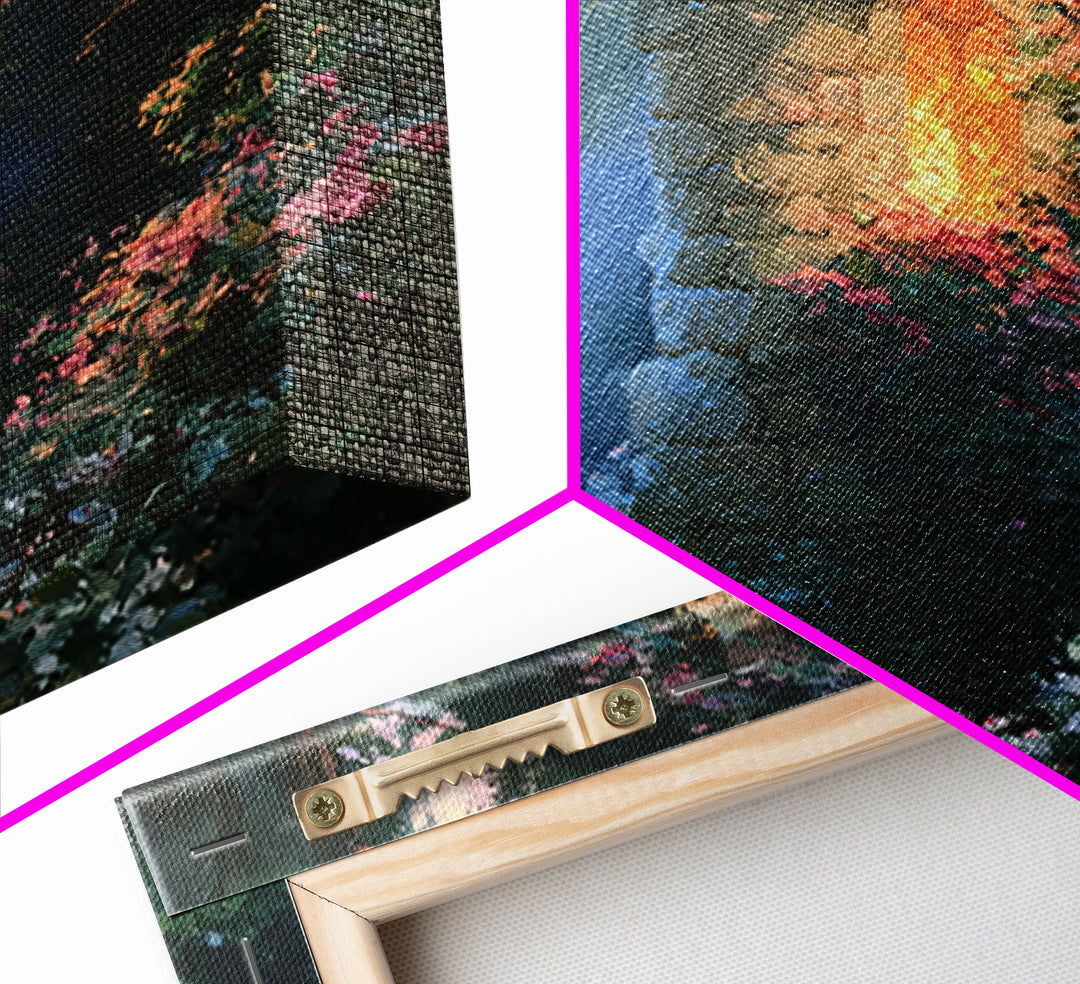 Rose Covered Tower Framed Canvas Print, Fairy Tale Art, Kids Room Decor, Living Room Decor, Abstract Art, Storybook, FTA-1x1-66