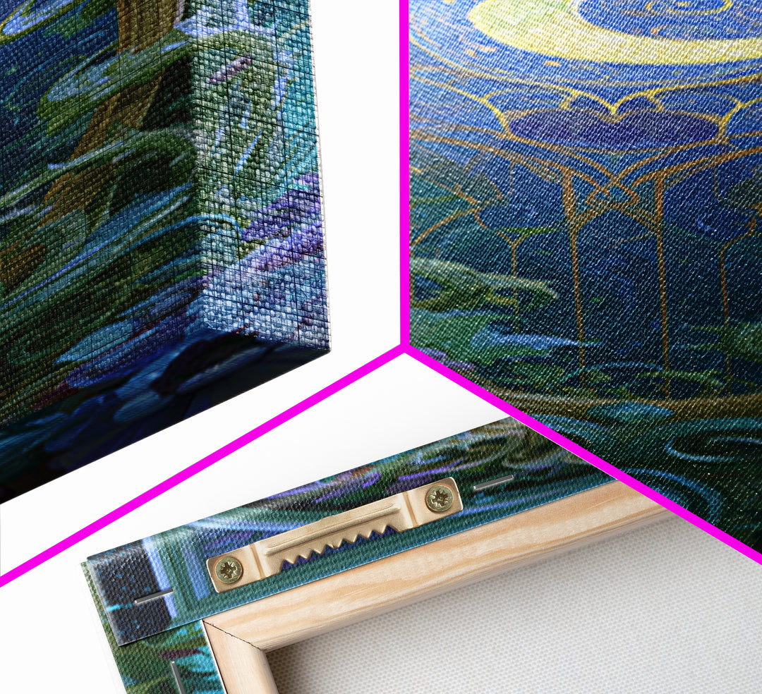Magic Mirror Framed by Vines and Thorns Canvas Print, Fairy Tale Art, Boho Decor, Living Room Decor, Oil Painting, Storybook, FTA-1x3-97