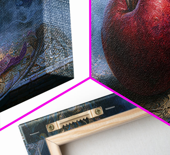 Enchanted Apple with Deep Red Shine Framed Canvas Print, Fairy Tale Art, Wall Decor, Living Room Decor, Fine Art, Storybook, FTA-2x1-40