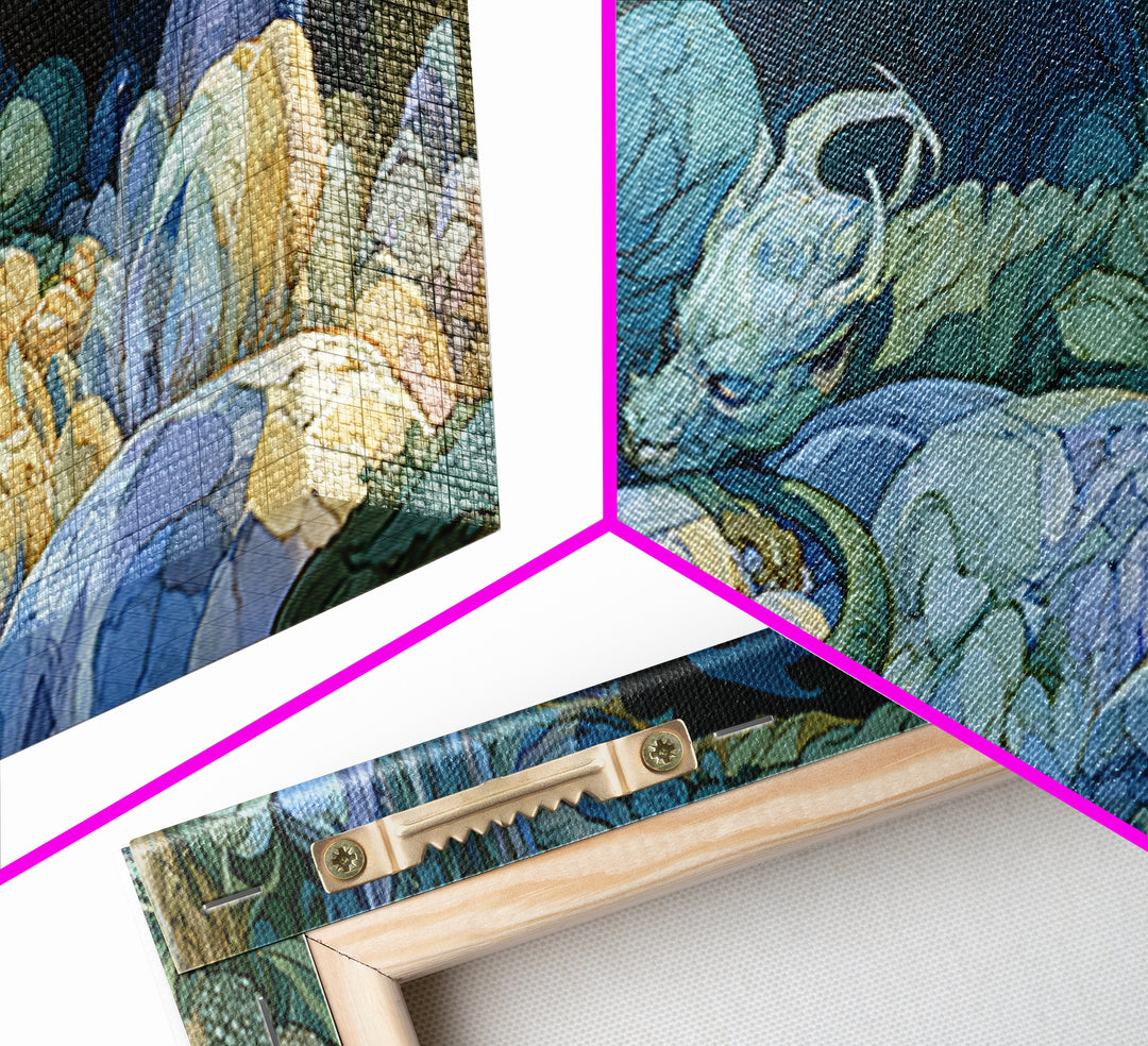 Sleeping Dragon in a Cave of Crystals Canvas Print, Fairy Tale Art, Nursery Wall Art, Living Room Decor, Watercolor Art, FTA-2x1-68