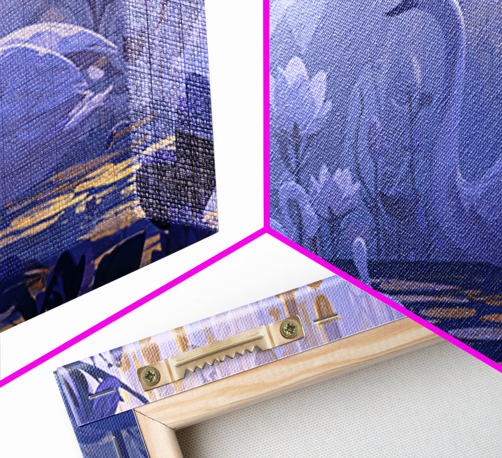 White Swan Transformation Scene Framed Canvas Print, Fairy Tale Art, Painting, Living Room Decor, Fine Art, Storybook, FTA-2x1-83