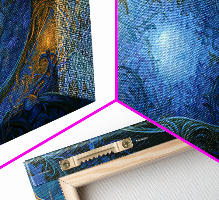 Magic Mirror Framed by Vines and Thorns Framed Canvas Print, Fairy Tale Art, Art Prints, Living Room Decor, Fine Art, Storybook, FTA-2x1-9
