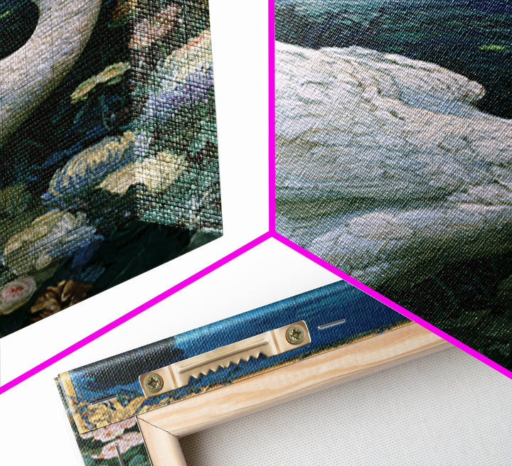 White Swan Transformation Scene Framed Canvas Print, Fairy Tale Art, Abstract Art, Living Room Decor, Storybook, Kids Room Art, FTA-2x3-47