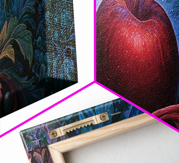 Enchanted Apple with Deep Red Shine Framed Canvas Print, Fairy Tale Art, Whimsical Wall Art, Living Room Decor, Storybook, FTA-3x1-12