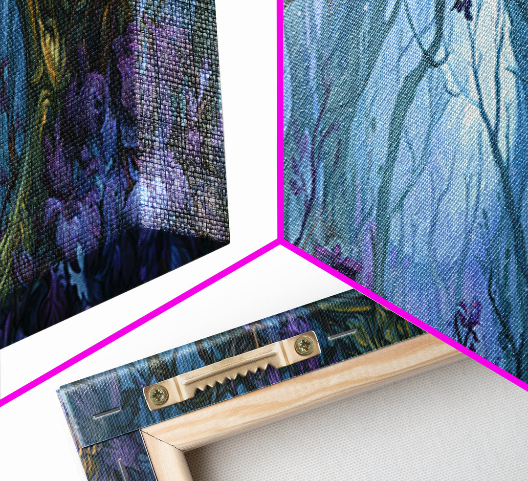 Magic Mirror Framed by Vines and Thorns Framed Canvas Print, Fairy Tale Art, Mixed Media Art, Living Room Decor, Storybook, FTA-3x1-53