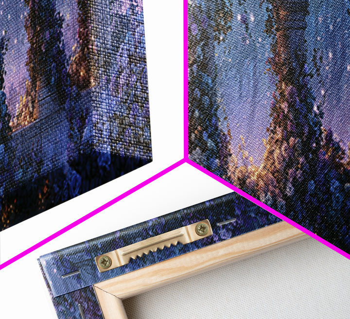 Rose Covered Tower Framed Canvas Print, Fairy Tale Art, Nursery Art, Living Room Decor, Fine Art, Storybook, Art Nouveau Print, FTA-3x1-58