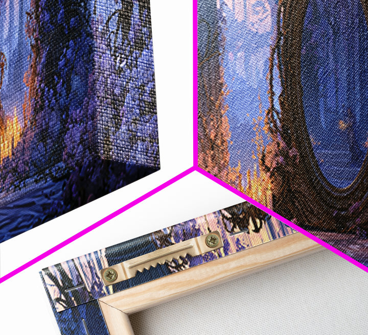 Magic Mirror Framed by Vines and Thorns Framed Canvas Print, Fairy Tale Art, Mixed Media Art, Living Room Decor, Storybook, FTA-3x1-77