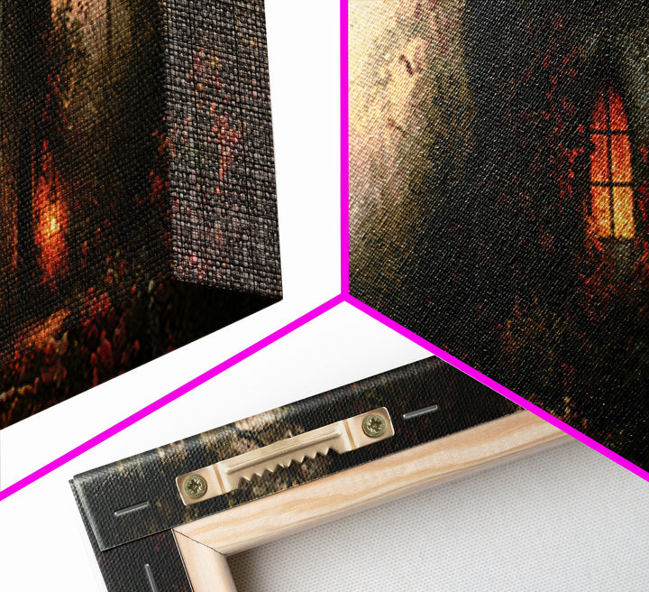 Rose Covered Tower Framed Canvas Print, Fairy Tale Art, Nursery Art, Living Room Decor, Fine Art, Storybook, Art Nouveau Print, FTA-3x1-82