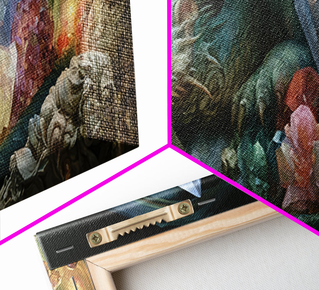 Sleeping Dragon in a Cave of Crystals Canvas Print, Fairy Tale Art, Wall Art, Living Room Decor, Oil Painting, Storybook, FTA-3x1-88