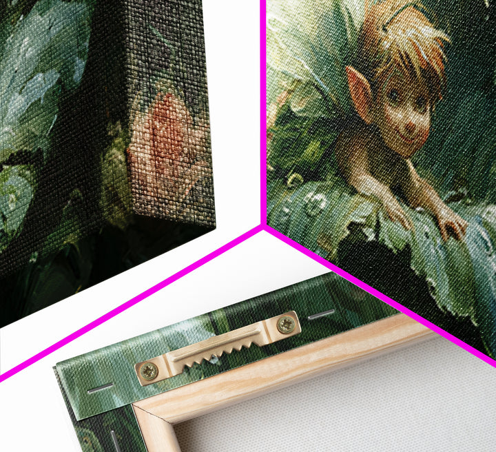 Tiny Fairy Resting on a Dew Covered Canvas Print, Fairy Tale Art, Art Deco, Living Room Decor, Storybook, Whimsical Art, FTA-3x1-95