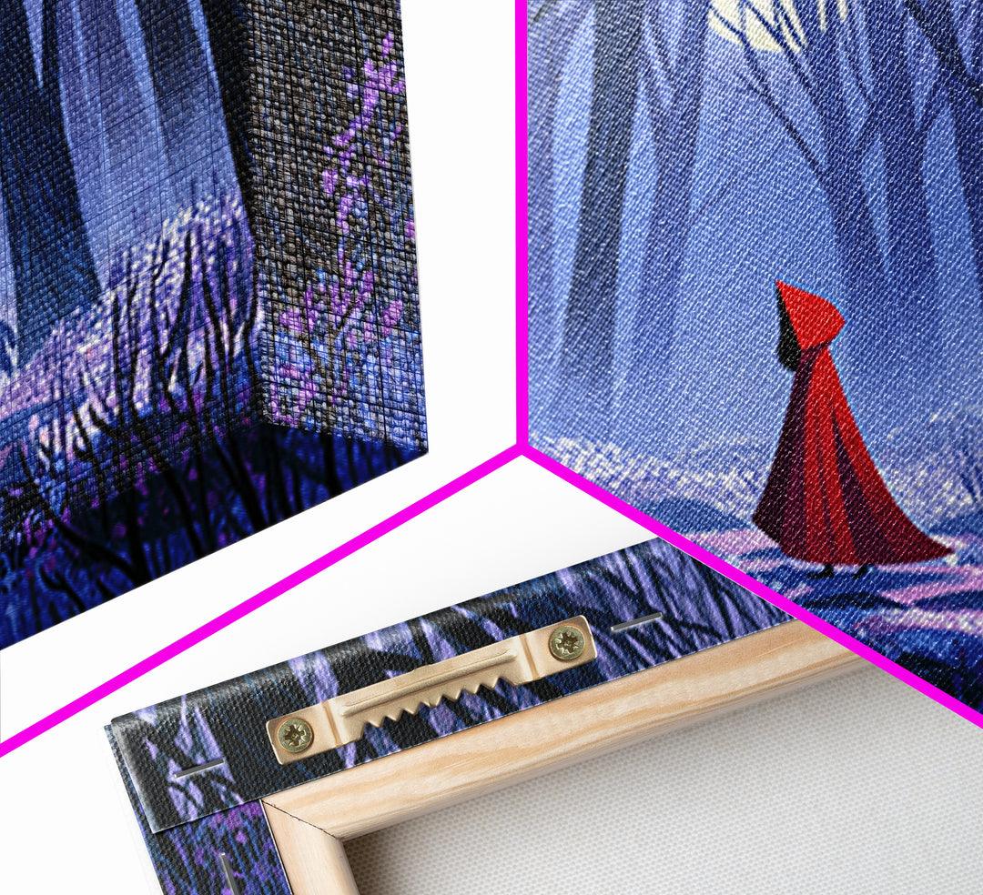 Red Cloak Figure Walking Through Dark Woods Canvas Print, Fairy Tale Art, Dark Art, Living Room Decor, Fine Art, Storybook, FTA-3x2-12
