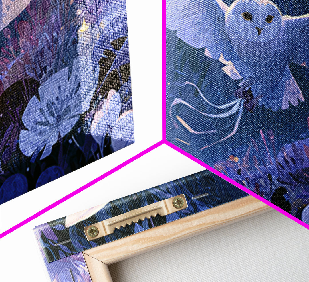 Owl Messenger Carrying a Tiny Ribbon Canvas Print, Fairy Tale Art, Whimsical Wall Art, Living Room Decor, Fine Art, Storybook, FTA-3x2-21
