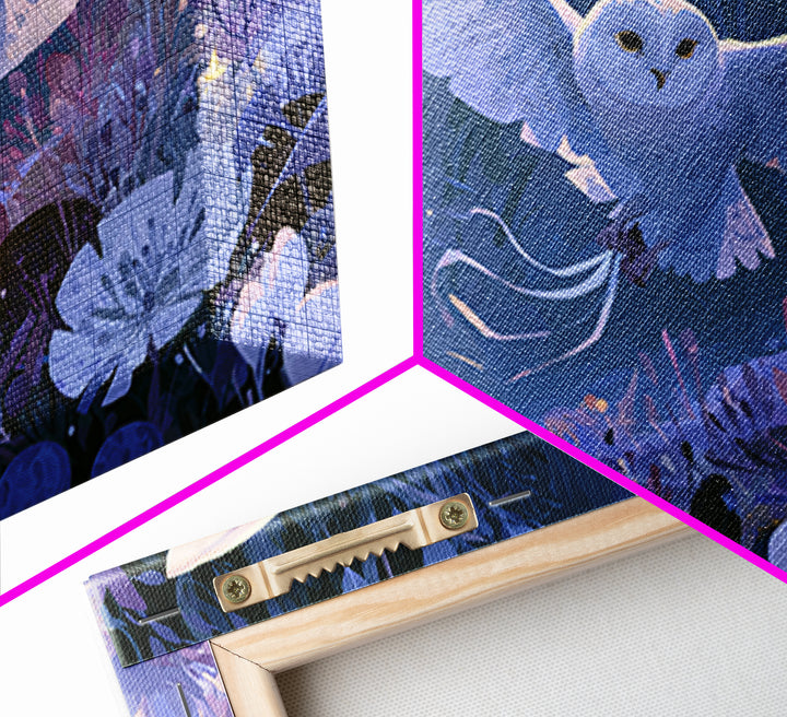 Owl Messenger Carrying a Tiny Ribbon Canvas Print, Fairy Tale Art, Whimsical Wall Art, Living Room Decor, Fine Art, Storybook, FTA-3x2-21