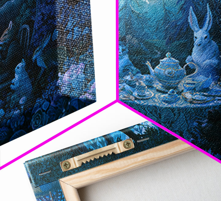 Woodland Tea Party Framed Canvas Print, Fairy Tale Art, Art Deco, Living Room Decor, Oil Painting, Storybook, Whimsical Art, FTA-3x2-47